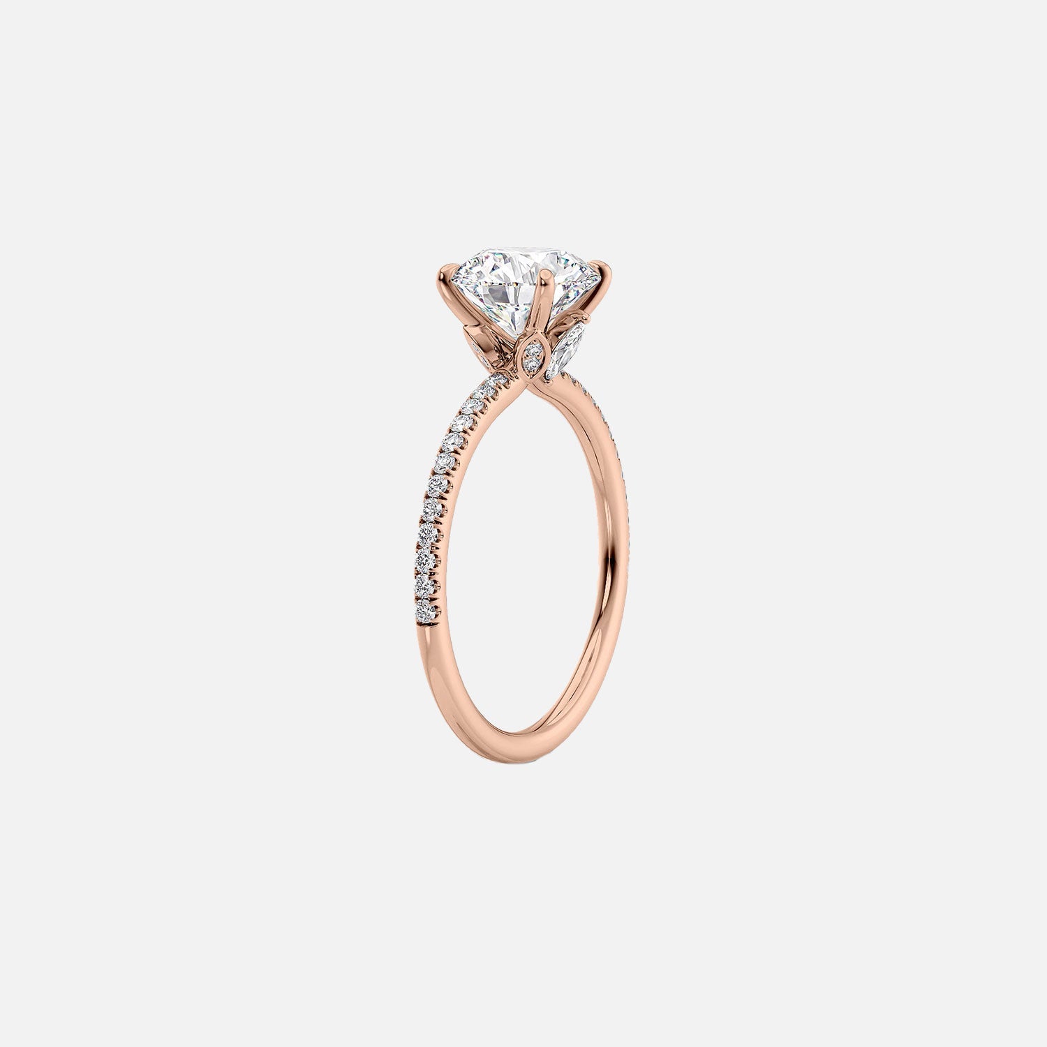  The Pave Luna Marquise Lab Diamond Ring 14k Rose Gold 002