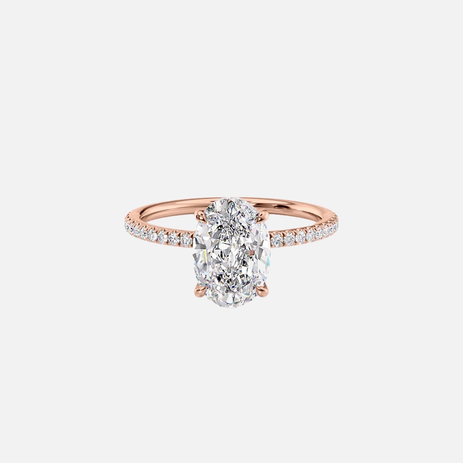  The Pave Luna Oval Lab Diamond Ring 14k Rose Gold 001