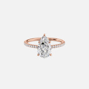  The Pave Luna Pear Lab Diamond Ring 14k Rose Gold 001