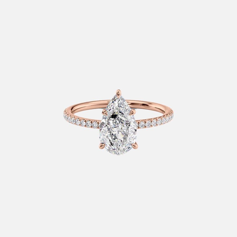  The Pave Luna Pear Lab Diamond Ring 14k Rose Gold 001