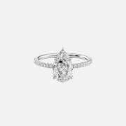  The Pave Luna Pear Moissanite Ring 14k White Gold 001