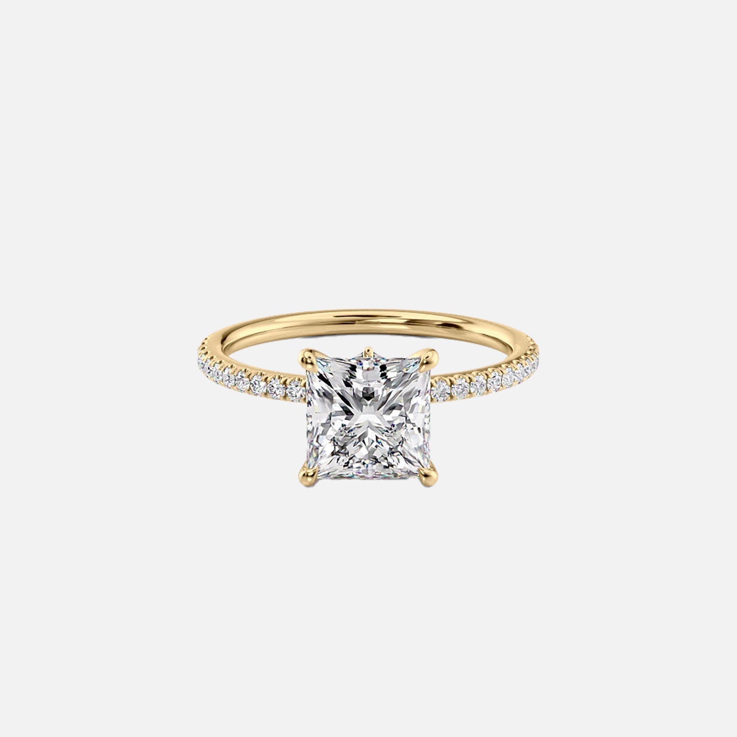 The Pave Luna Princess Lab Diamond Ring 14k Yellow Gold 001