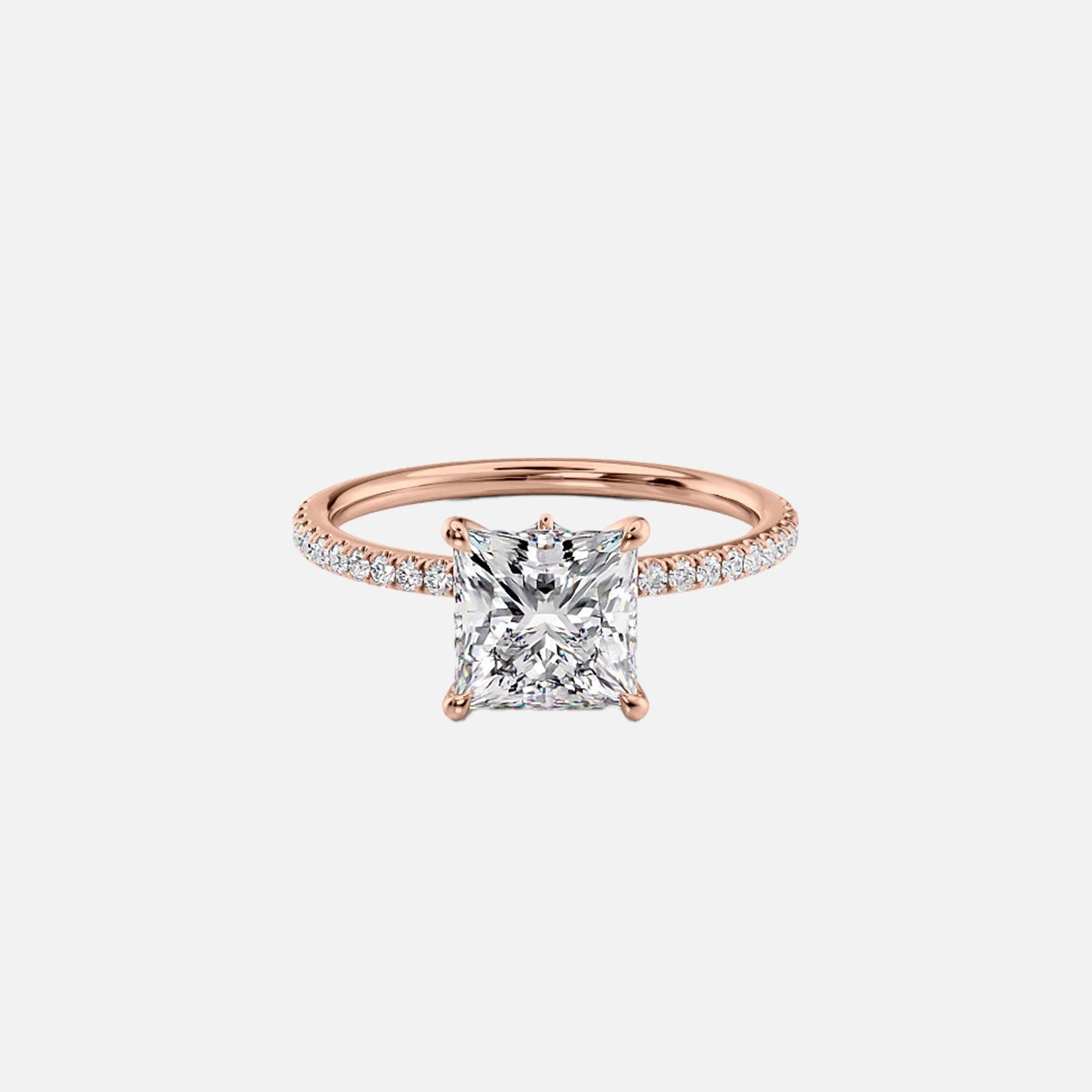  The Pave Luna Princess Moissanite Ring 14k Rose Gold 001