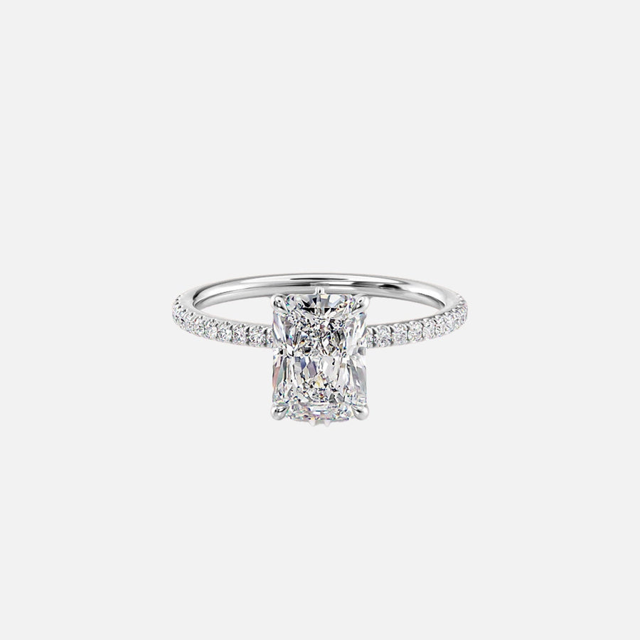  The Pave Luna Radiant Moissanite Ring 14k White Gold 001