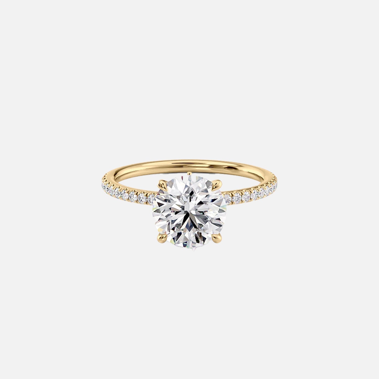 The Pave Luna Round Lab Diamond Ring 14k Yellow Gold 001