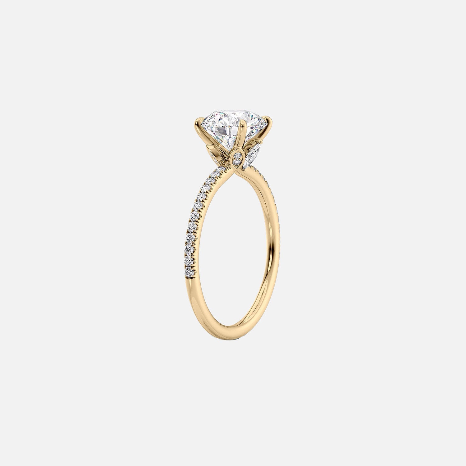  The Pave Luna Round Lab Diamond Ring 14k Yellow Gold 002