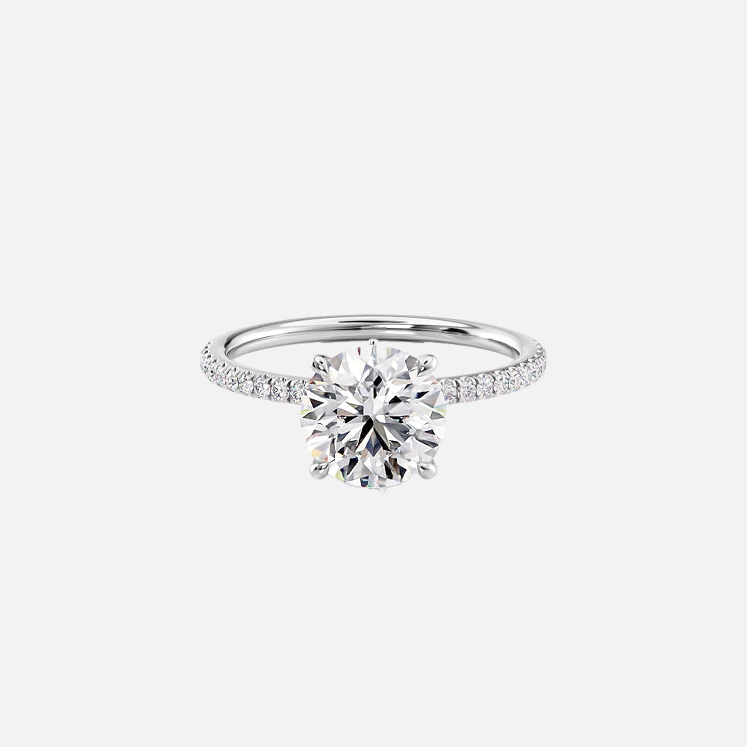  The Pave Luna Round Moissanite Ring 14k White Gold 001
