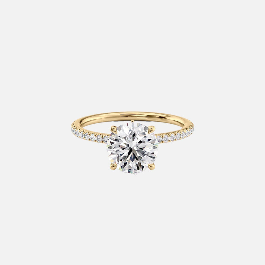 The Pave Luna Round Moissanite Ring 14k Yellow Gold 001
