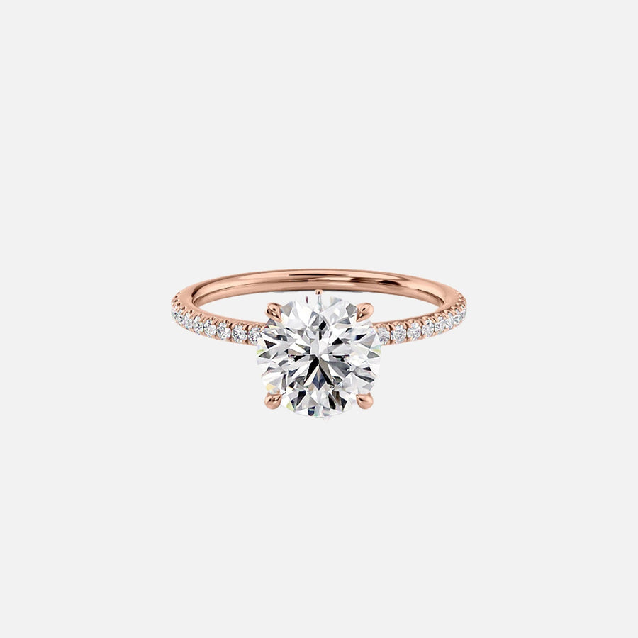  The Pave Luna Round Moissanite Ring 18k Rose Gold 001