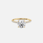  The Pave Luna Round Moissanite Ring 18k Yellow Gold 001