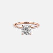  The Pave Madison Cushion Lab Diamond Ring 14k Rose Gold 001