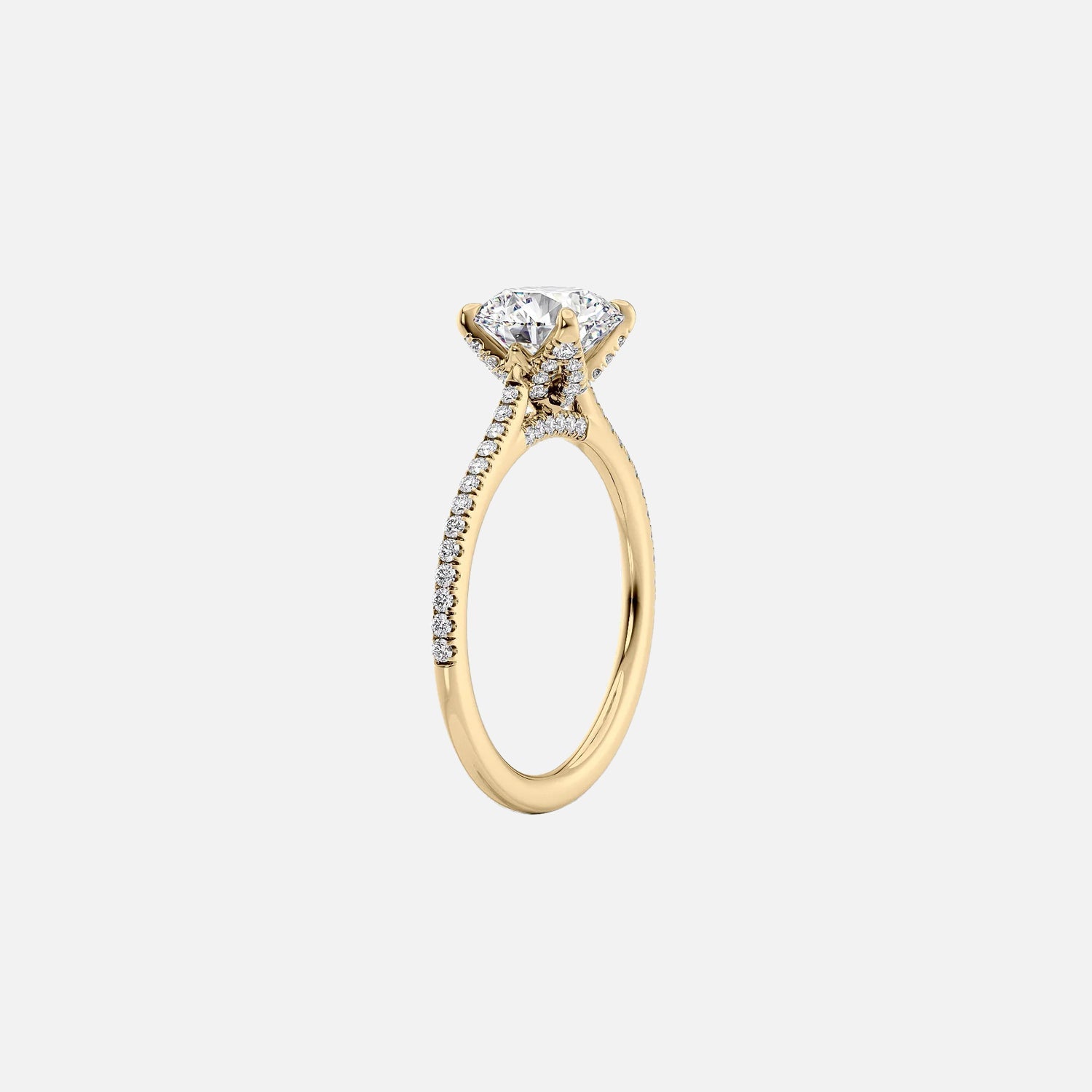  The Pave Madison Cushion Lab Diamond Ring 14k Yellow Gold 002