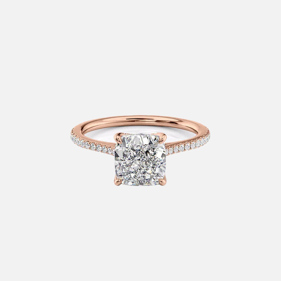  The Pave Madison Cushion Moissanite Ring 18k Rose Gold 001