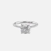  The Pave Madison Cushion Moissanite Ring 18k White Gold 001