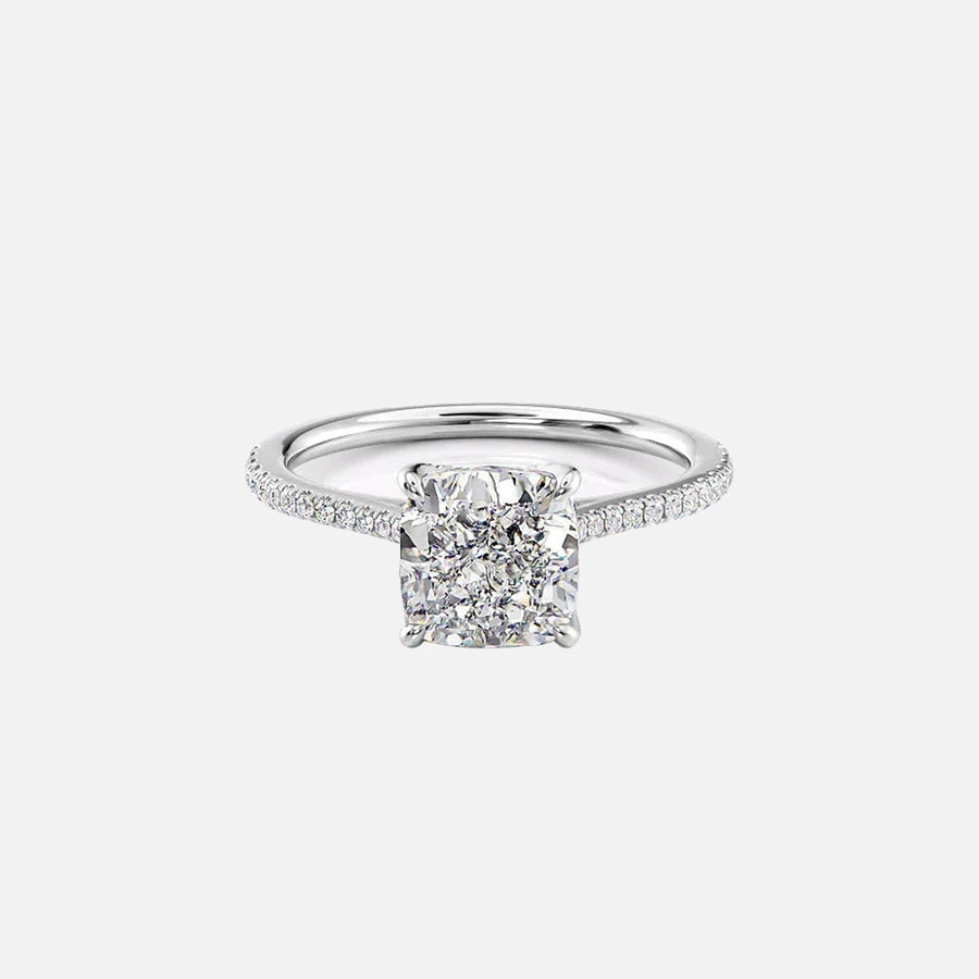  The Pave Madison Cushion Moissanite Ring 18k White Gold 001