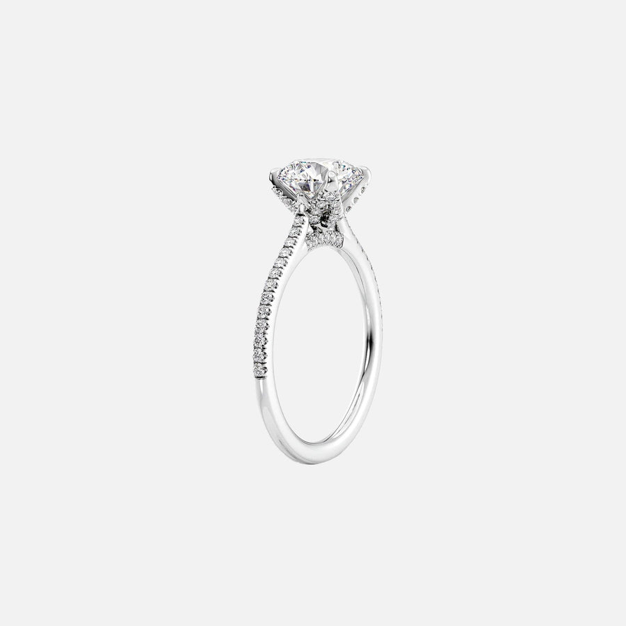  The Pave Madison Cushion Moissanite Ring 18k White Gold 002