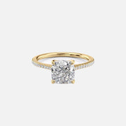  The Pave Madison Cushion Moissanite Ring 18k Yellow Gold 001
