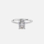  The Pave Madison Emerald Moissanite Ring 14k White Gold 001