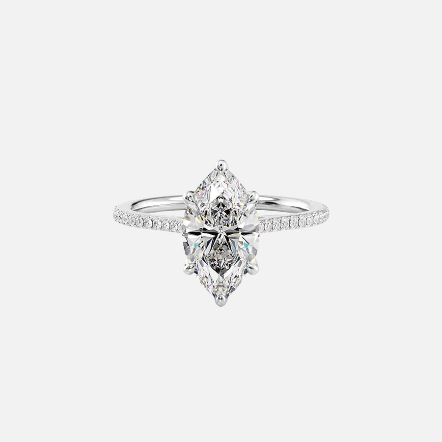  The Pave Madison Marquise Moissanite Ring 14k White Gold 001