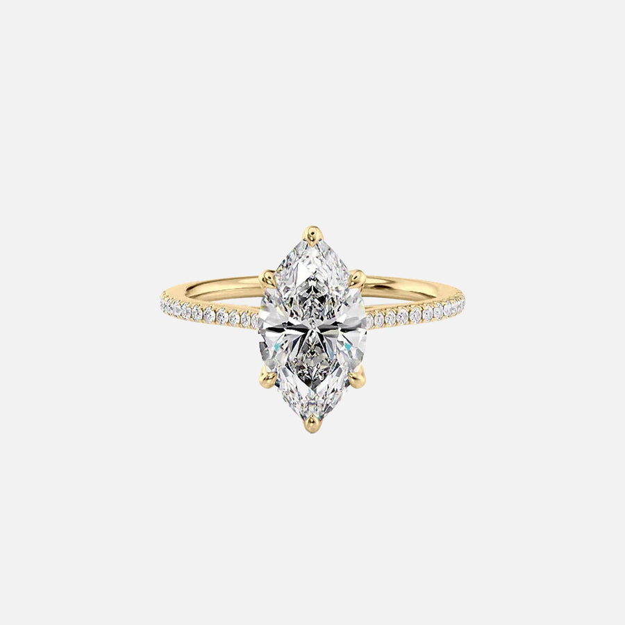  The Pave Madison Marquise Moissanite Ring 18k Yellow Gold 001