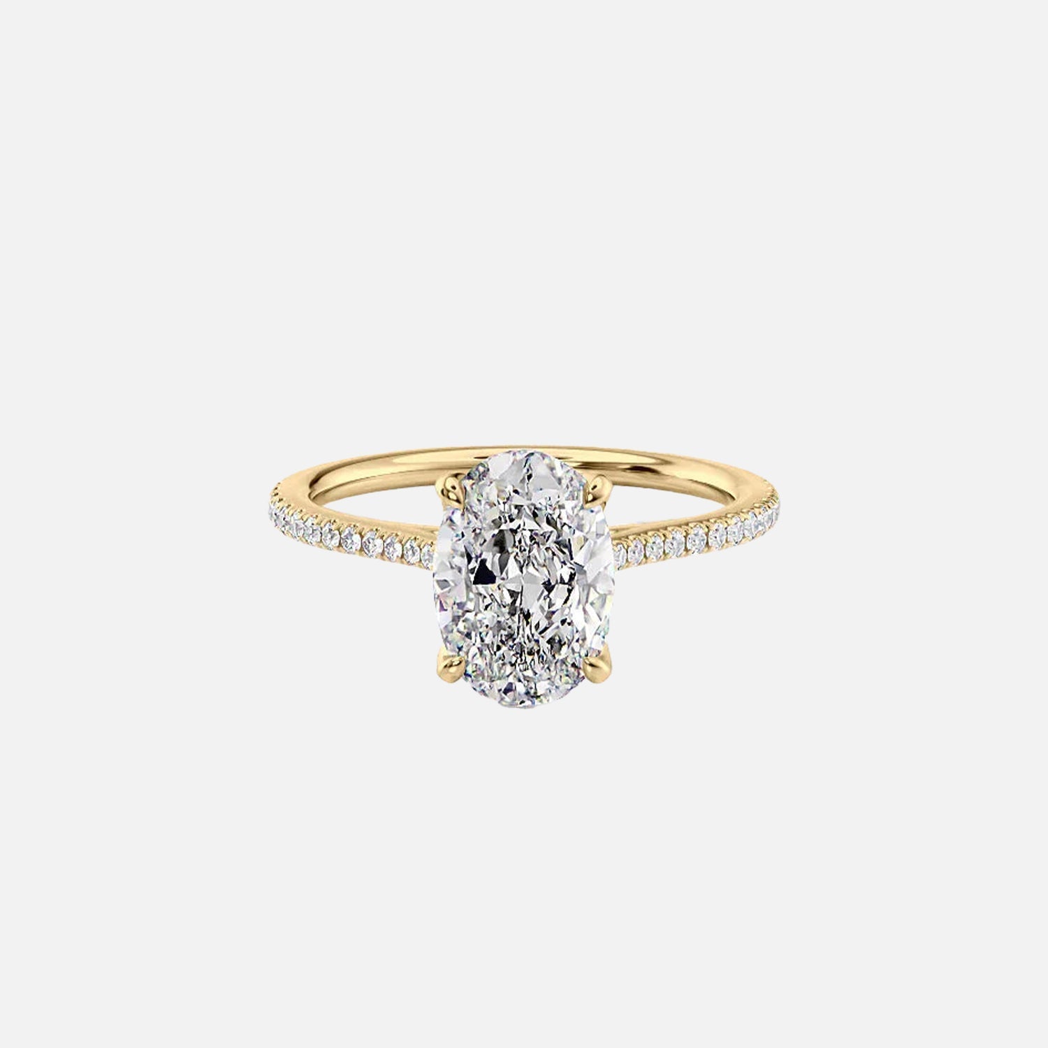The Pave Madison Oval Lab Diamond Ring 14k Yellow Gold 001