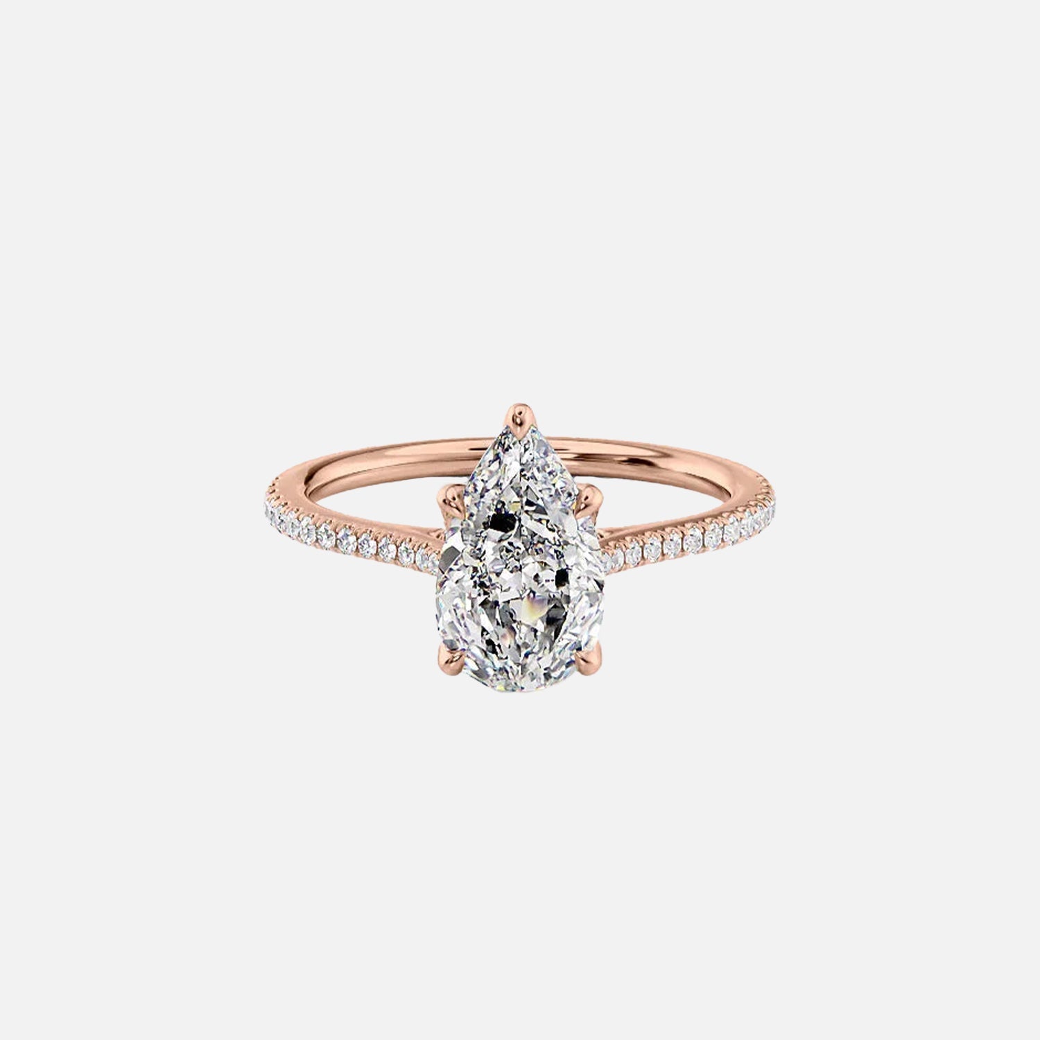  The Pave Madison Pear Moissanite Ring 14k Rose Gold 001