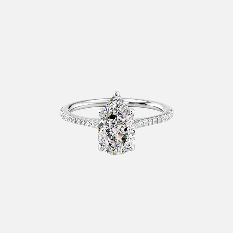  The Pave Madison Pear Moissanite Ring 14k White Gold 001