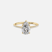 The Pave Madison Pear Moissanite Ring 14k Yellow Gold 001