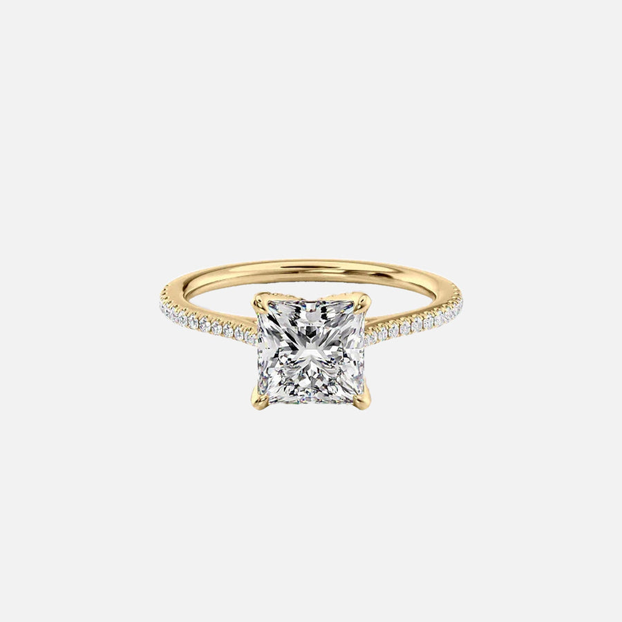 The Pave Madison Princess Lab Diamond Ring 14k Yellow Gold 001
