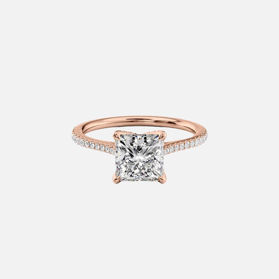  The Pave Madison Princess Lab Diamond Ring 18k Rose Gold 001