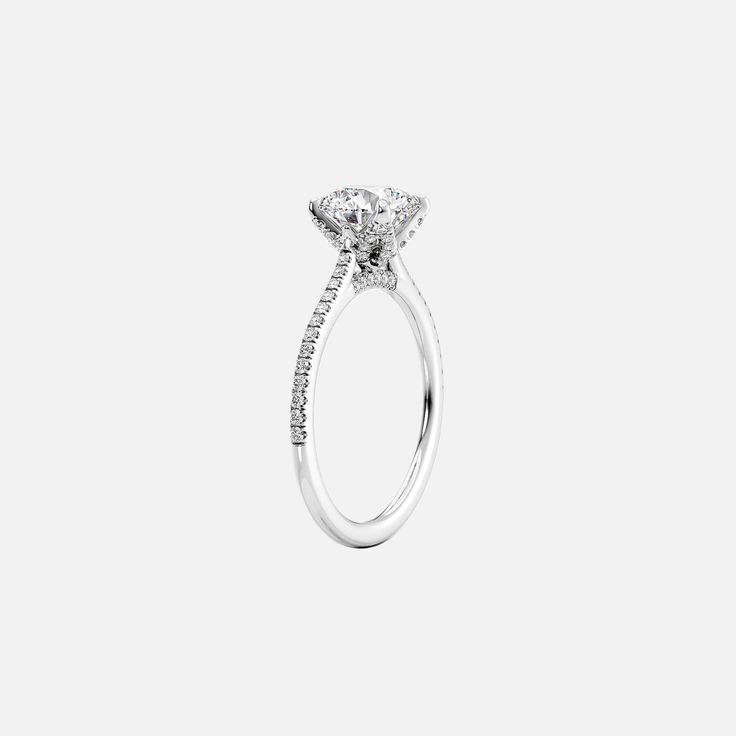  The Pave Madison Princess Moissanite Ring 14k White Gold 002