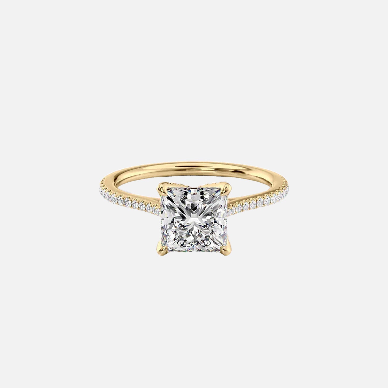 The Pave Madison Princess Moissanite Ring 14k Yellow Gold 001