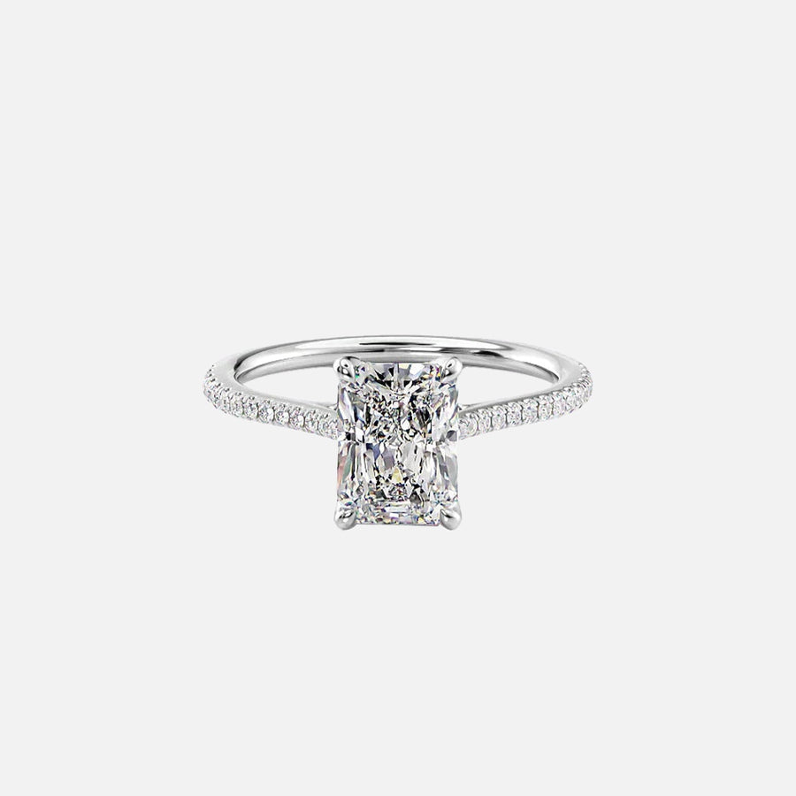  The Pave Madison Radiant Lab Diamond Ring 14k White Gold 001