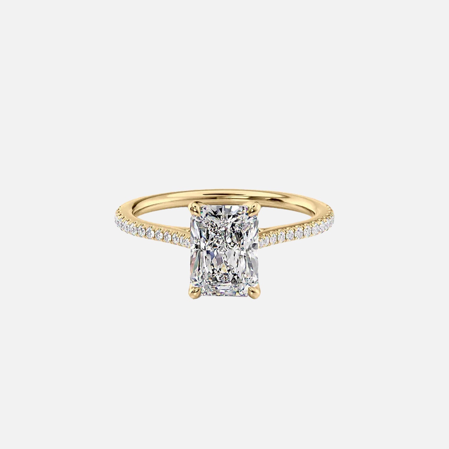 The Pave Madison Radiant Moissanite Ring 14k Yellow Gold 001