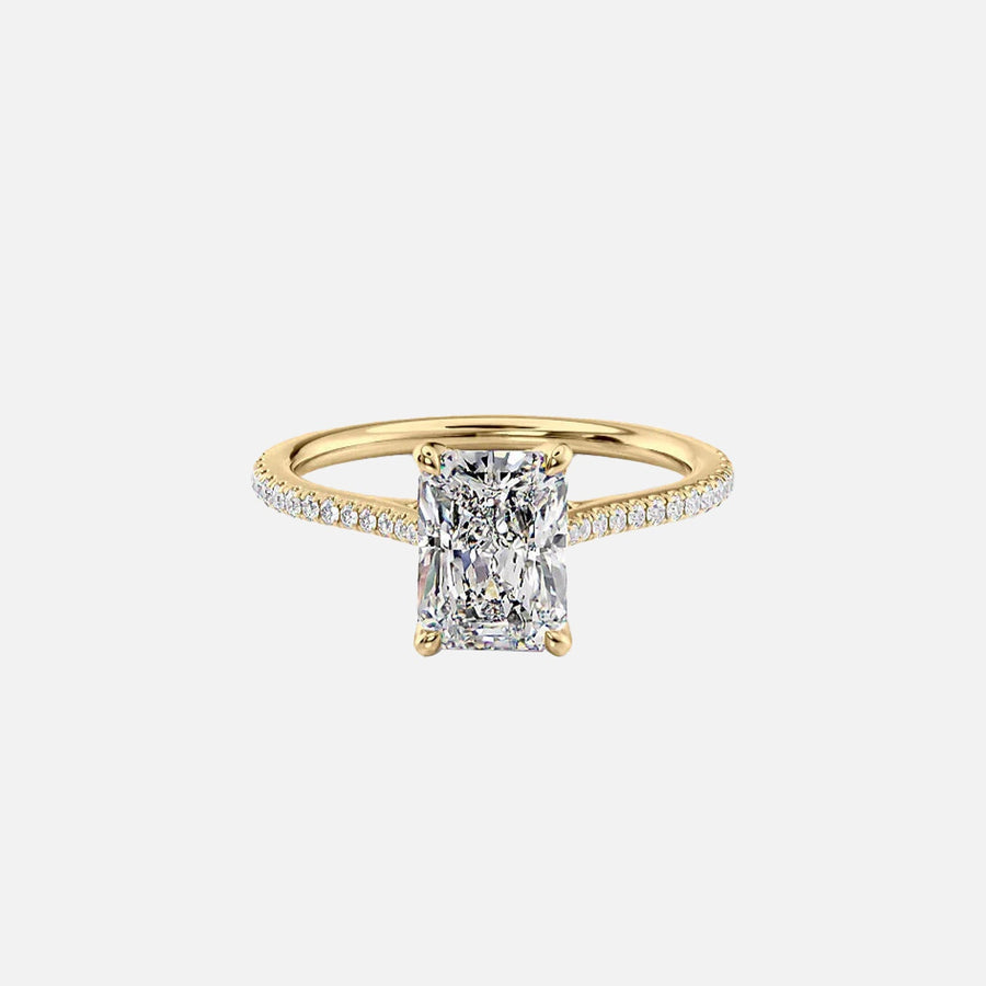  The Pave Madison Radiant Moissanite Ring 18k Yellow Gold 001
