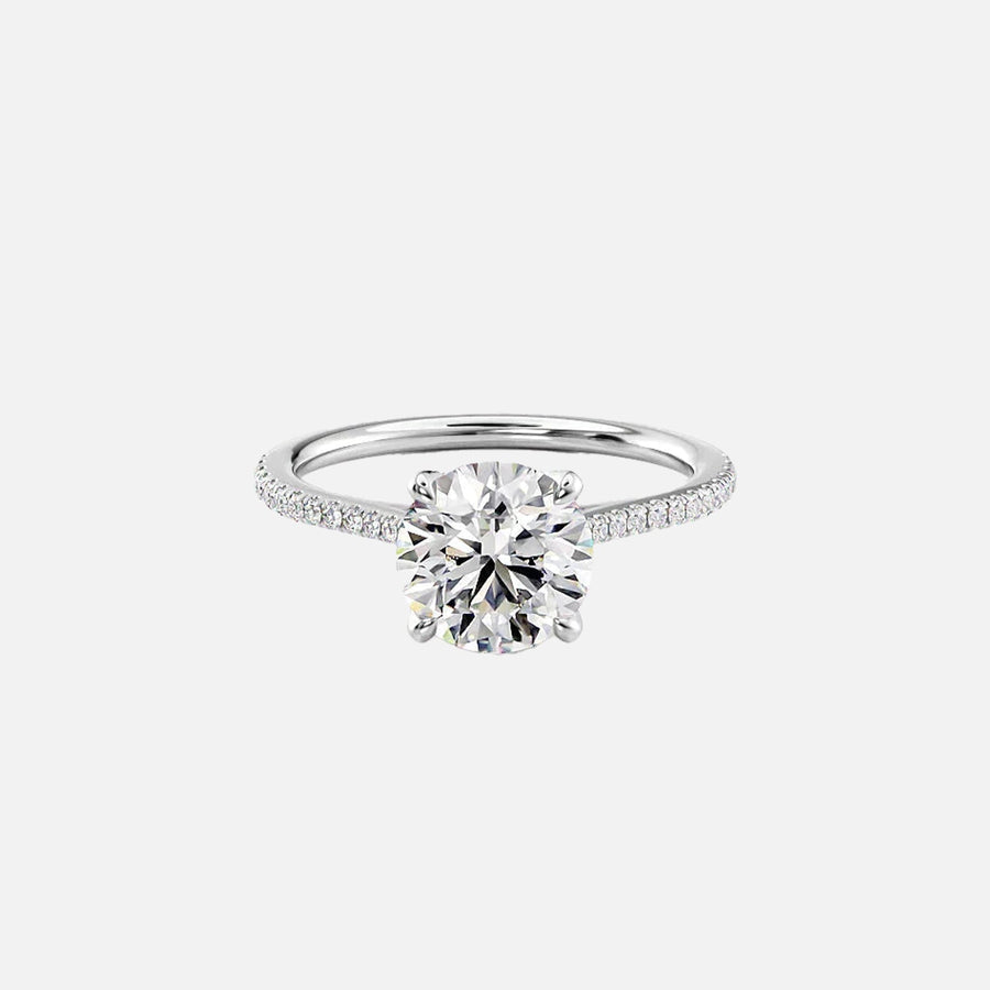  The Pave Madison Round Moissanite Ring 14k White Gold 001