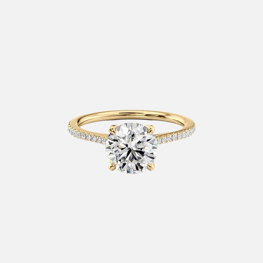  The Pave Madison Round Moissanite Ring 18k Yellow Gold 001