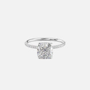 The Pave Maia Cushion Moissanite Ring 14k White Gold 001