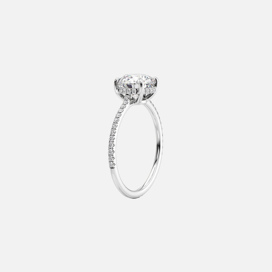  The Pave Maia Cushion Moissanite Ring 14k White Gold 002