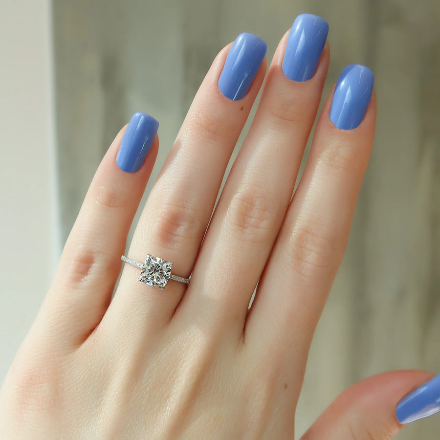  The Pave Maia Cushion Moissanite Ring 18k White Gold 003