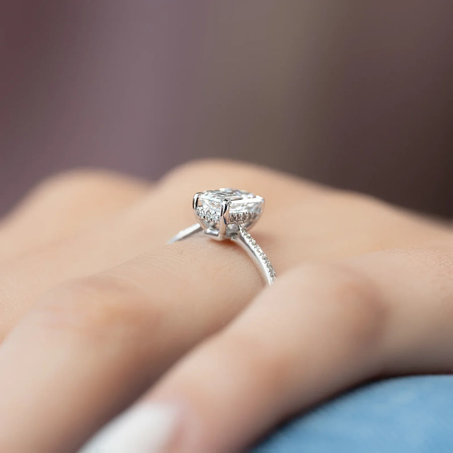  The Pave Maia Emerald Lab Diamond Ring 14k White Gold 003