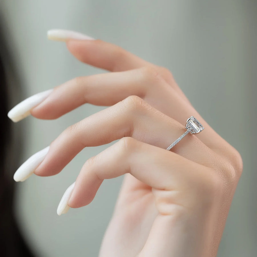  The Pave Maia Emerald Lab Diamond Ring 18k White Gold 004 Final
