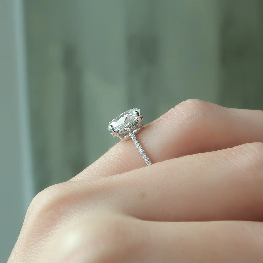  The Pave Maia Oval Moissanite Ring 14k White Gold 003
