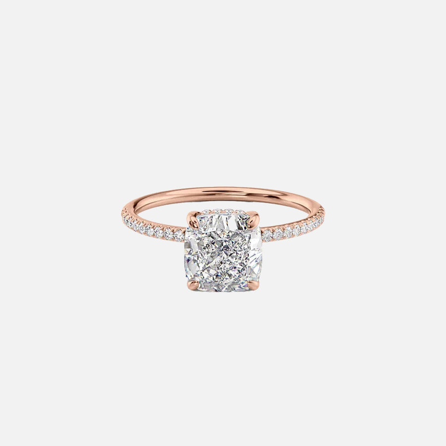  The Pave Margot Cushion Moissanite Ring 18k Rose Gold 001