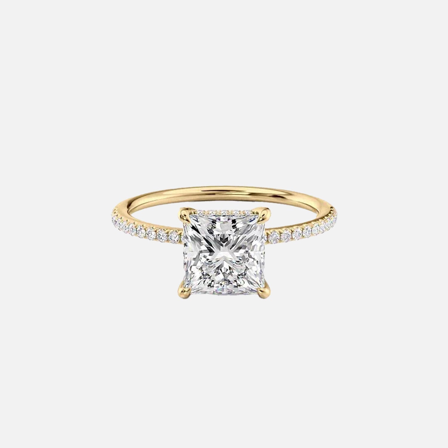 The Pave Margot Princess Lab Diamond Ring 14k Yellow Gold 001