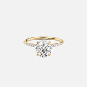  The Pave Margot Round Moissanite Ring 18k Yellow Gold 001