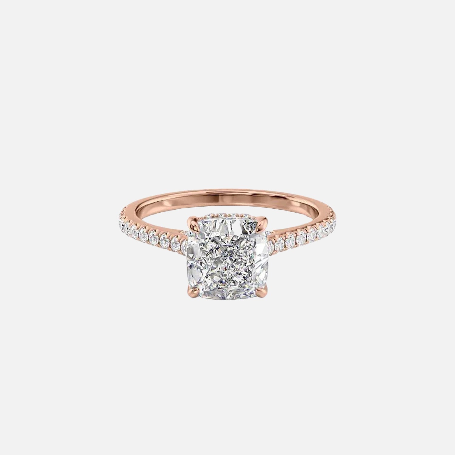  The Pave Natalie Cushion Moissanite Ring 14k Rose Gold 001
