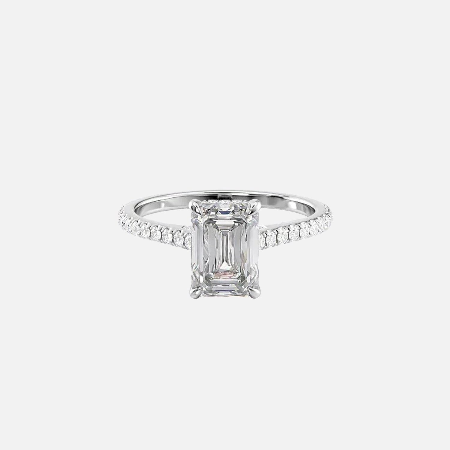  The Pave Natalie Emerald Lab Diamond Ring 14k White Gold 001