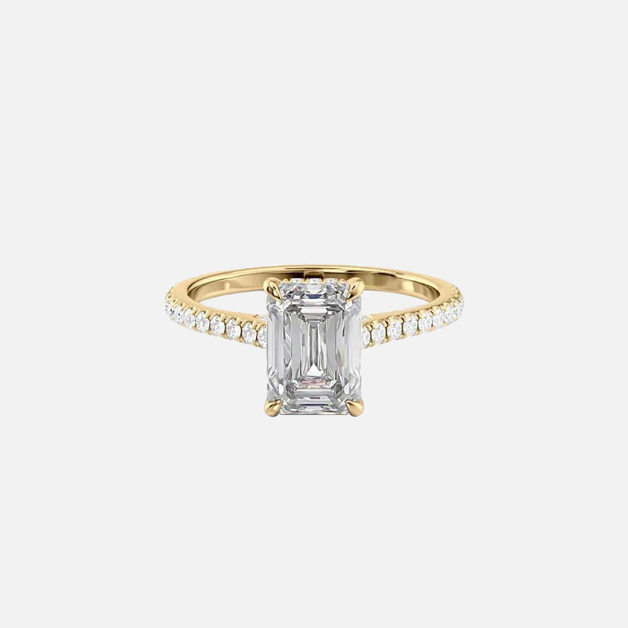  The Pave Natalie Emerald Lab Diamond Ring 18k Yellow Gold 001