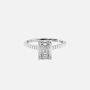  The Pave Natalie Emerald Moissanite Ring 14k White Gold 001
